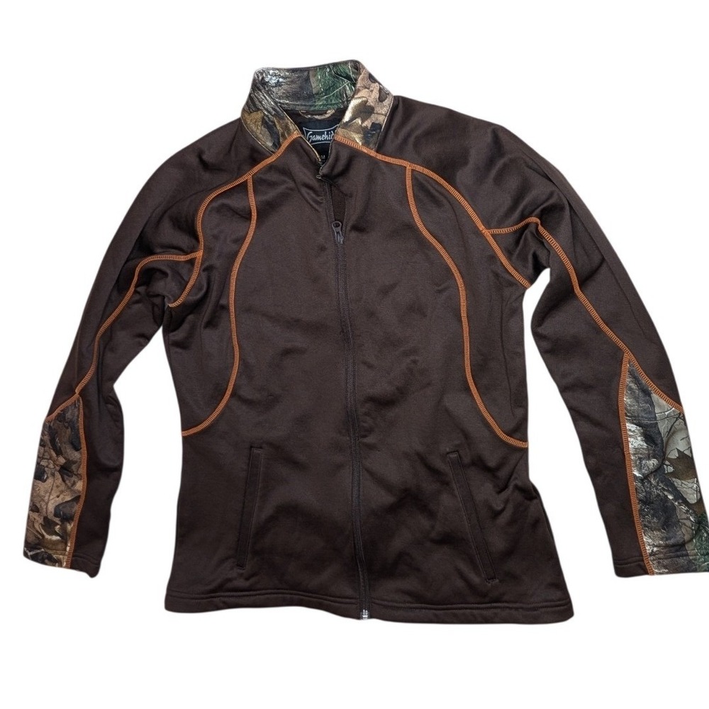 Gamehide Women's Camo Fleece Jacket Brown‎ Realtree Full Zip Size M Pathfinder